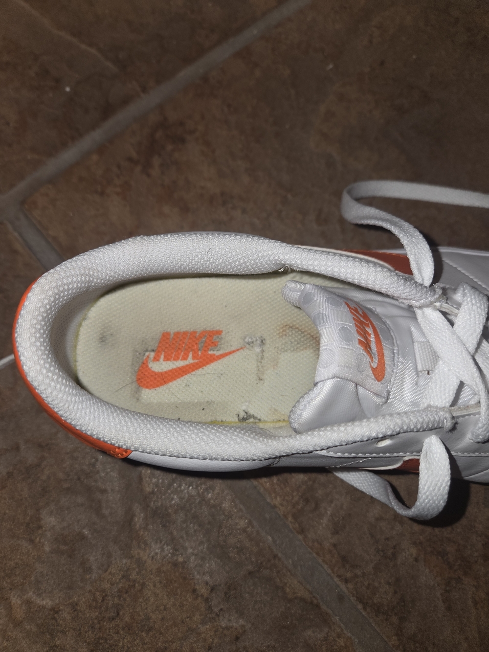 Nike Court Legacy Sneakers White Orange Low Top Lace Up Casual Shoes Unisex - Picture 10 of 11